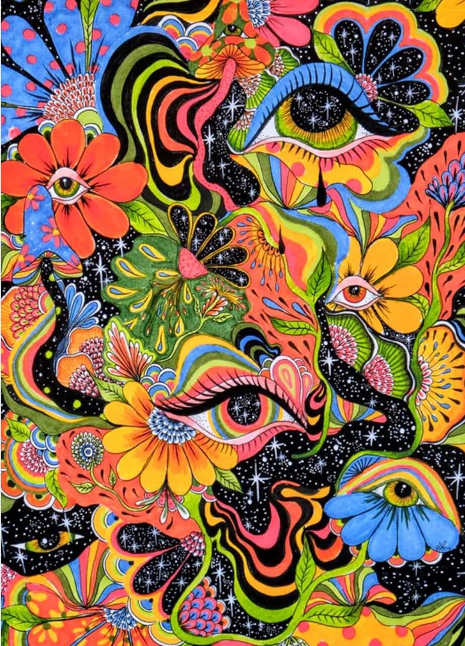 Trippy Diamond Art Painting Kits: Full Drill Diamond Dots Paintings for Beginners, Round 5D Paint with Diamonds Pictures Gem. DIY Adult Crafts 12x16 inches